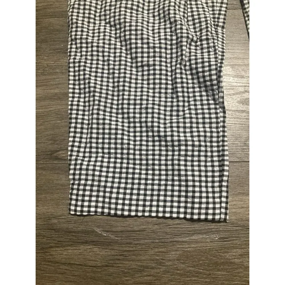 Free People Pants Womens Size 6 Black White Plaid Tie Waist High Waisted Gingham